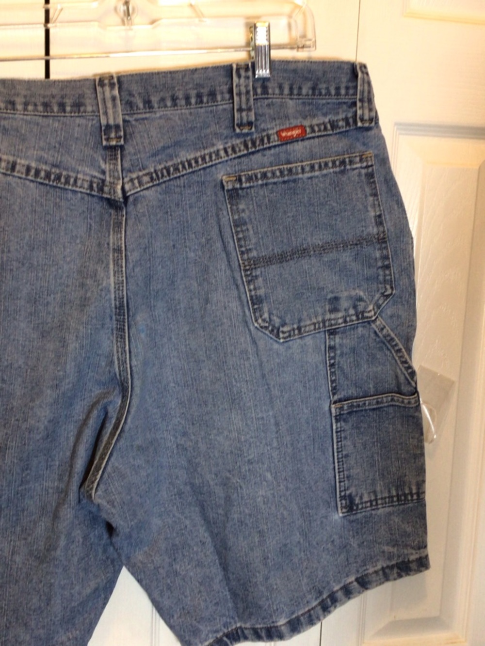 Vintage Wrangler Carpenter Shorts 42 Denim 10” Inseam Workwear Baggy 90s Men - Picture 8 of 11